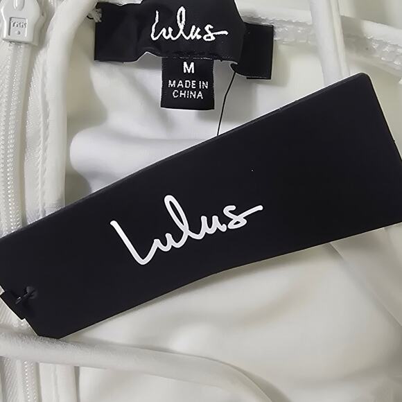 LULU'S M Perfectly Sultry White Sheer Mesh Bustier Wide-Leg Jumpsuit NWT B84 - Picture 10 of 14